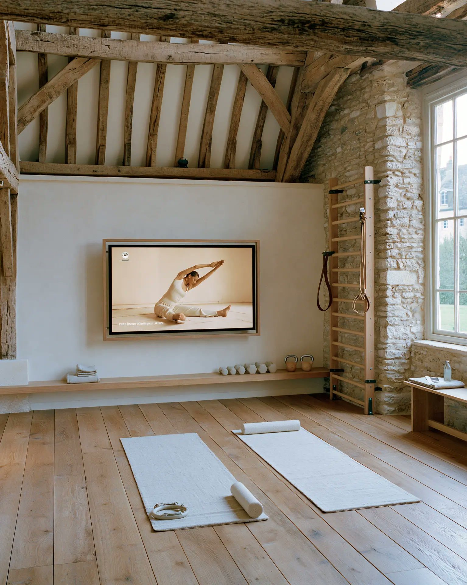Pilates room under the barn roof