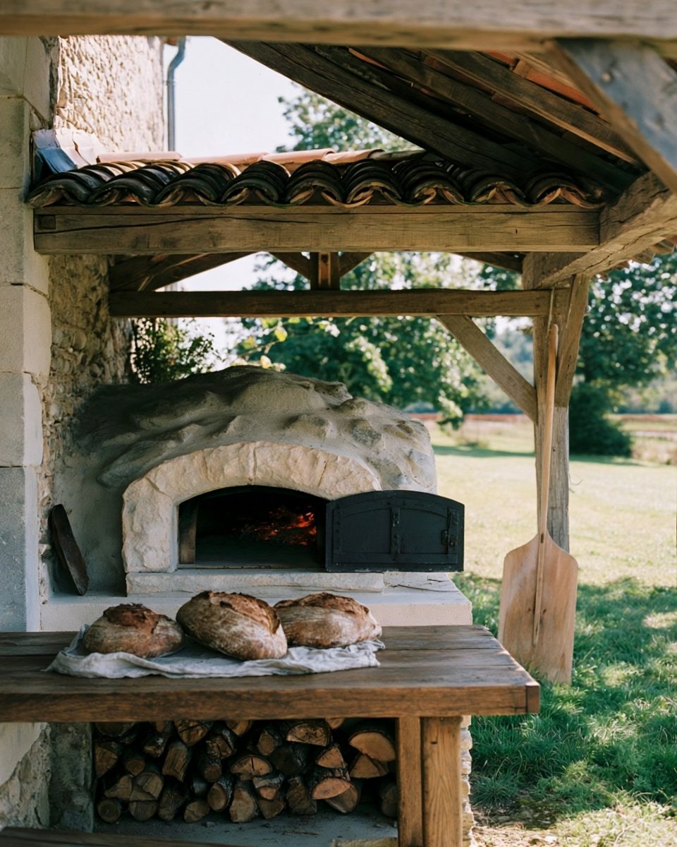 Bread oven under an open shelter