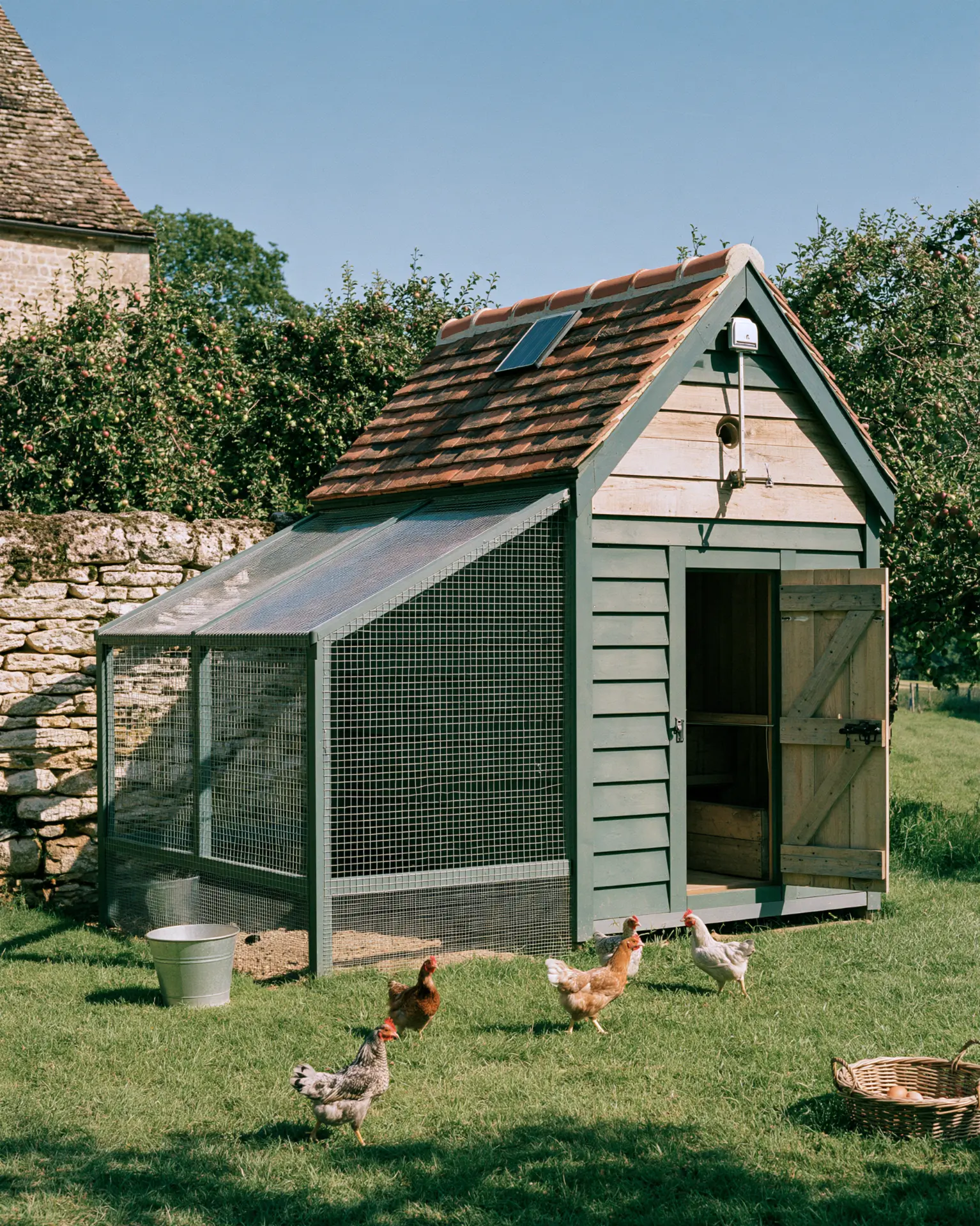 Hen house closed at night